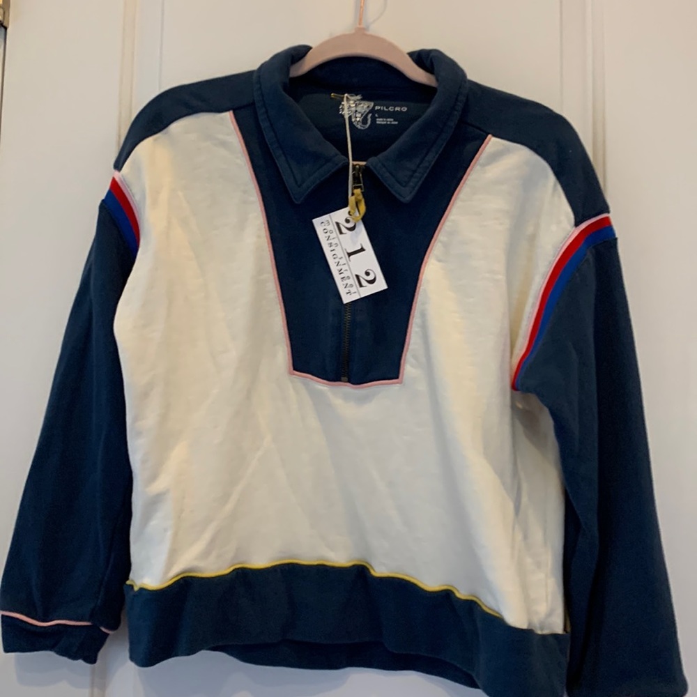 Pilcro Sweashirt - navy/cream - Large